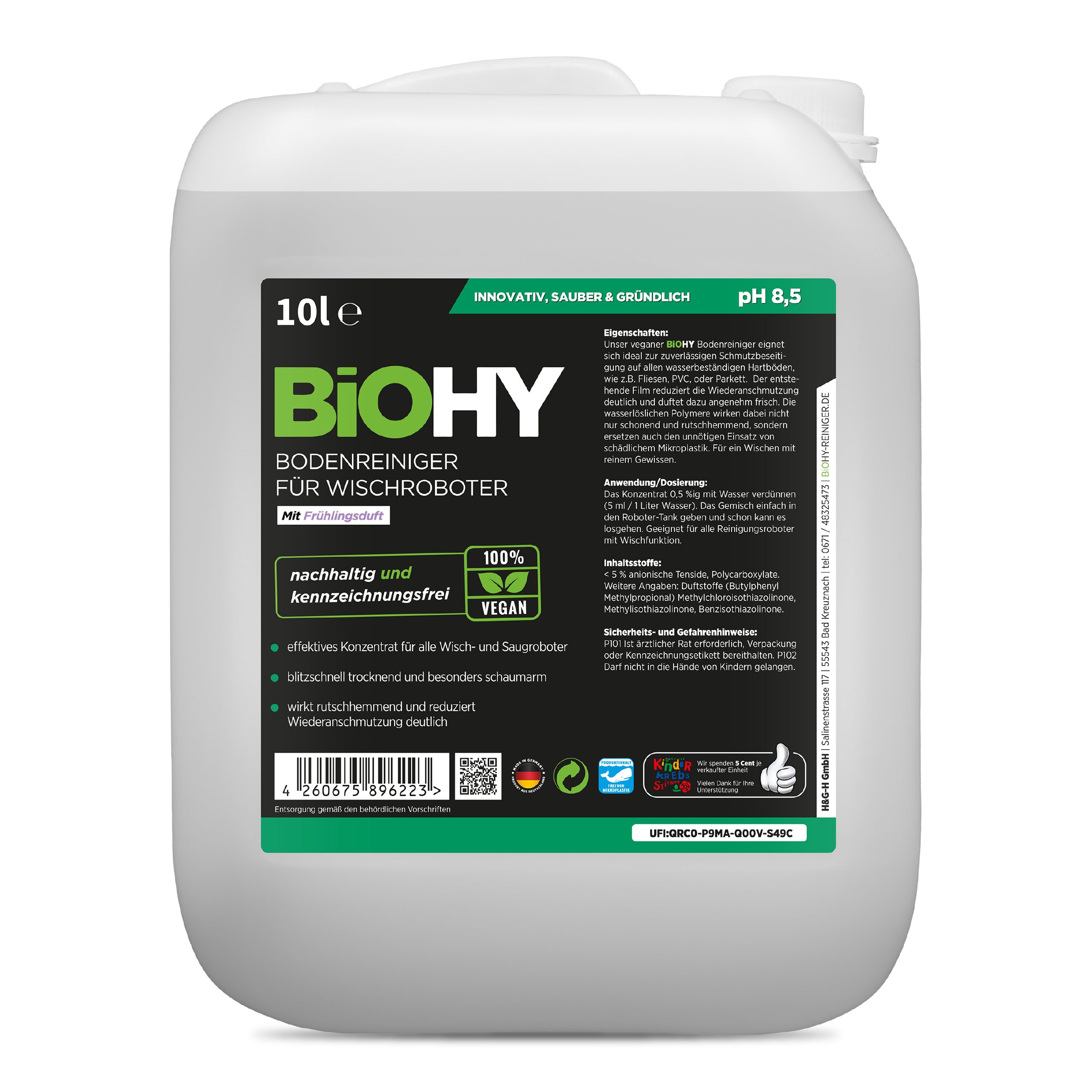 BiOHY floor cleaner for wiping robots, organic cleaner, floor wiping care, non-foaming floor cleaner