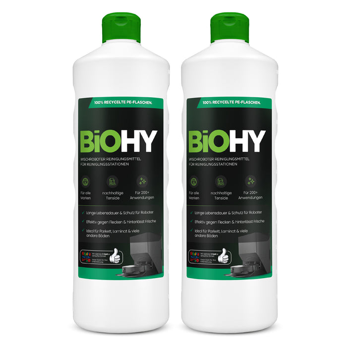 BiOHY Mopping robot cleaning agent for cleaning stations, cleaner for mopping robots, non-mudding floor cleaner, organic concentrate