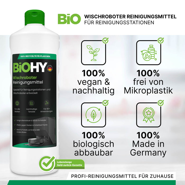 BiOHY Mopping robot cleaning agent for cleaning stations, cleaner for mopping robots, non-mudding floor cleaner, organic concentrate