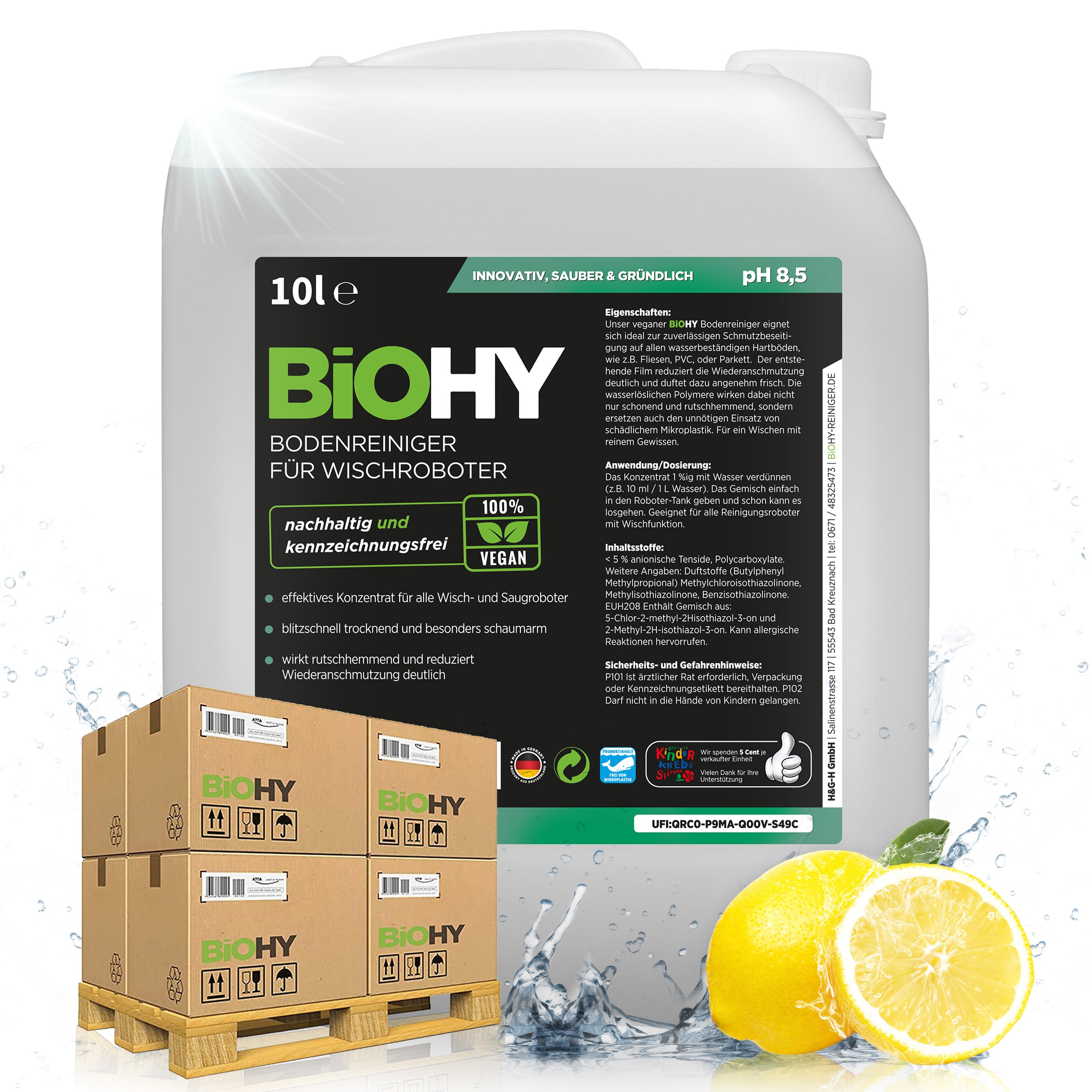 BiOHY floor cleaner for wiping robots, gloss cleaner, floor wiping care, organic concentrate, B2B