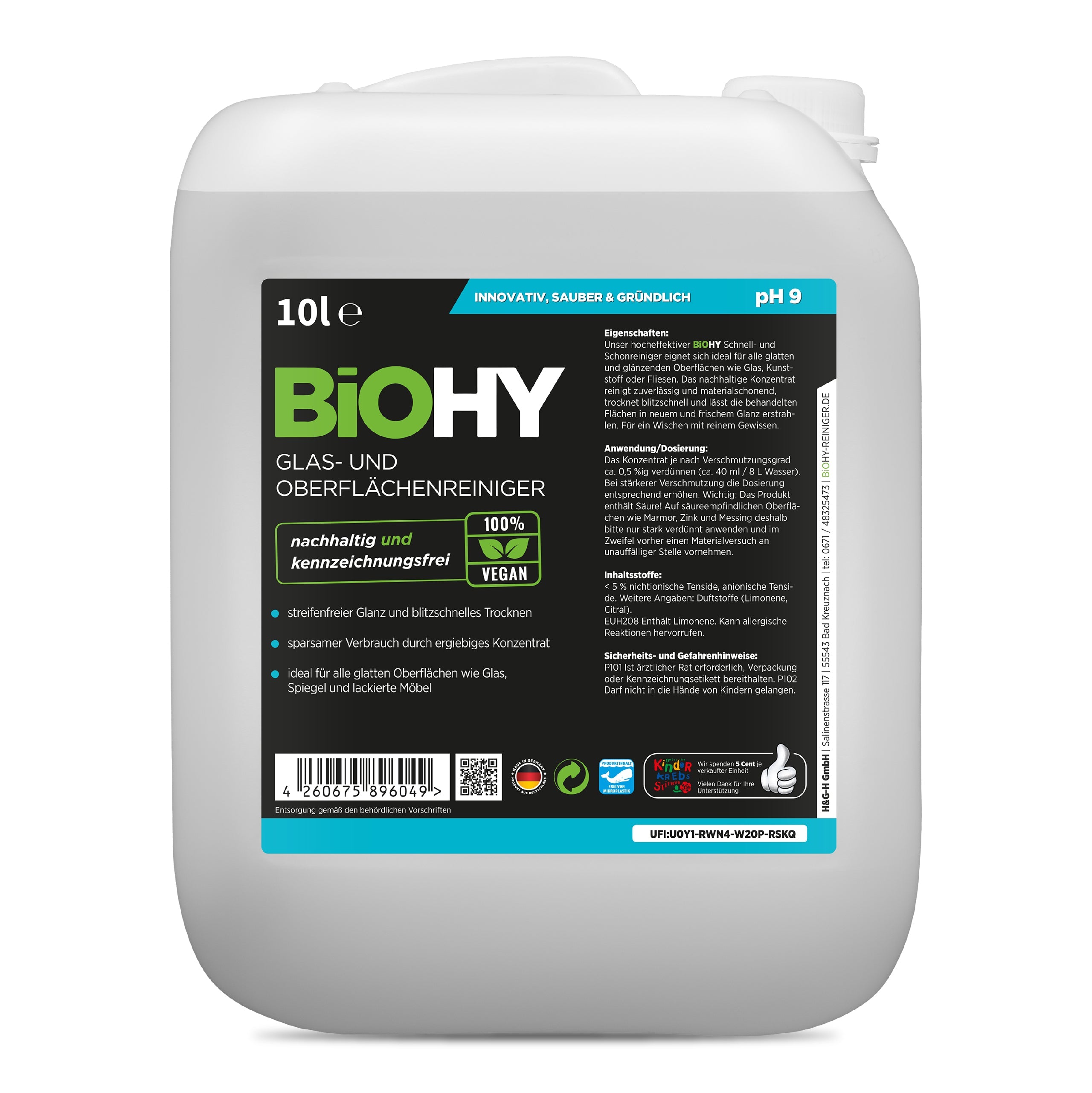 BiOHY glass and surface cleaner, glass cleaner, surface cleaner, window cleaning agent