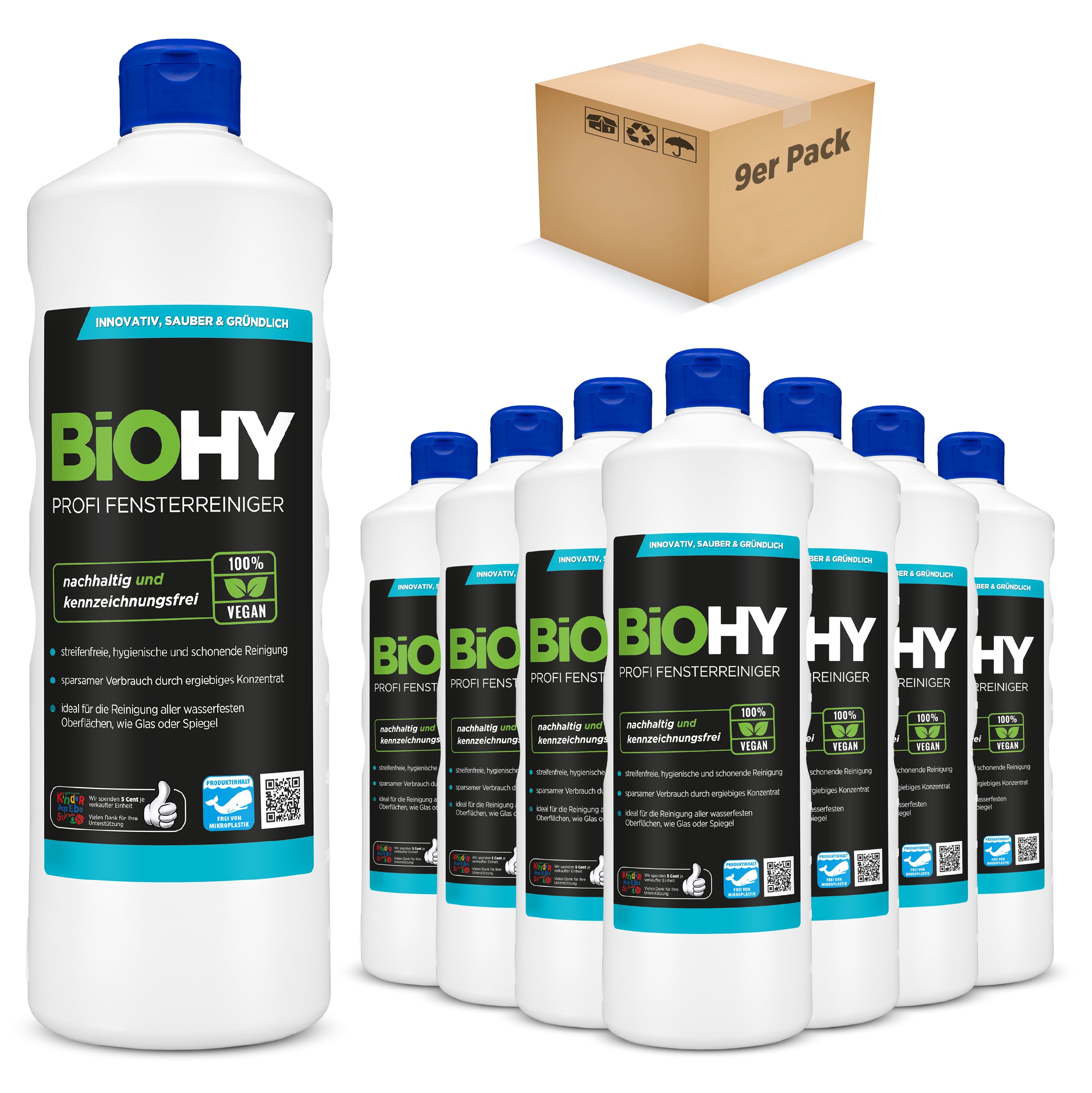 BiOHY professional window cleaner, glass cleaner, window cleaning agent, organic concentrate