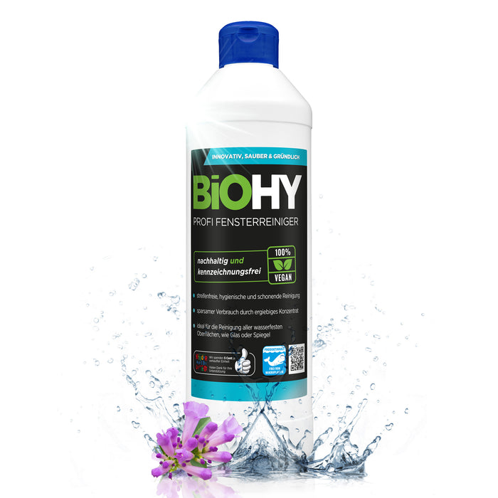 BiOHY professional window cleaner, glass cleaner, window cleaning agent, organic concentrate