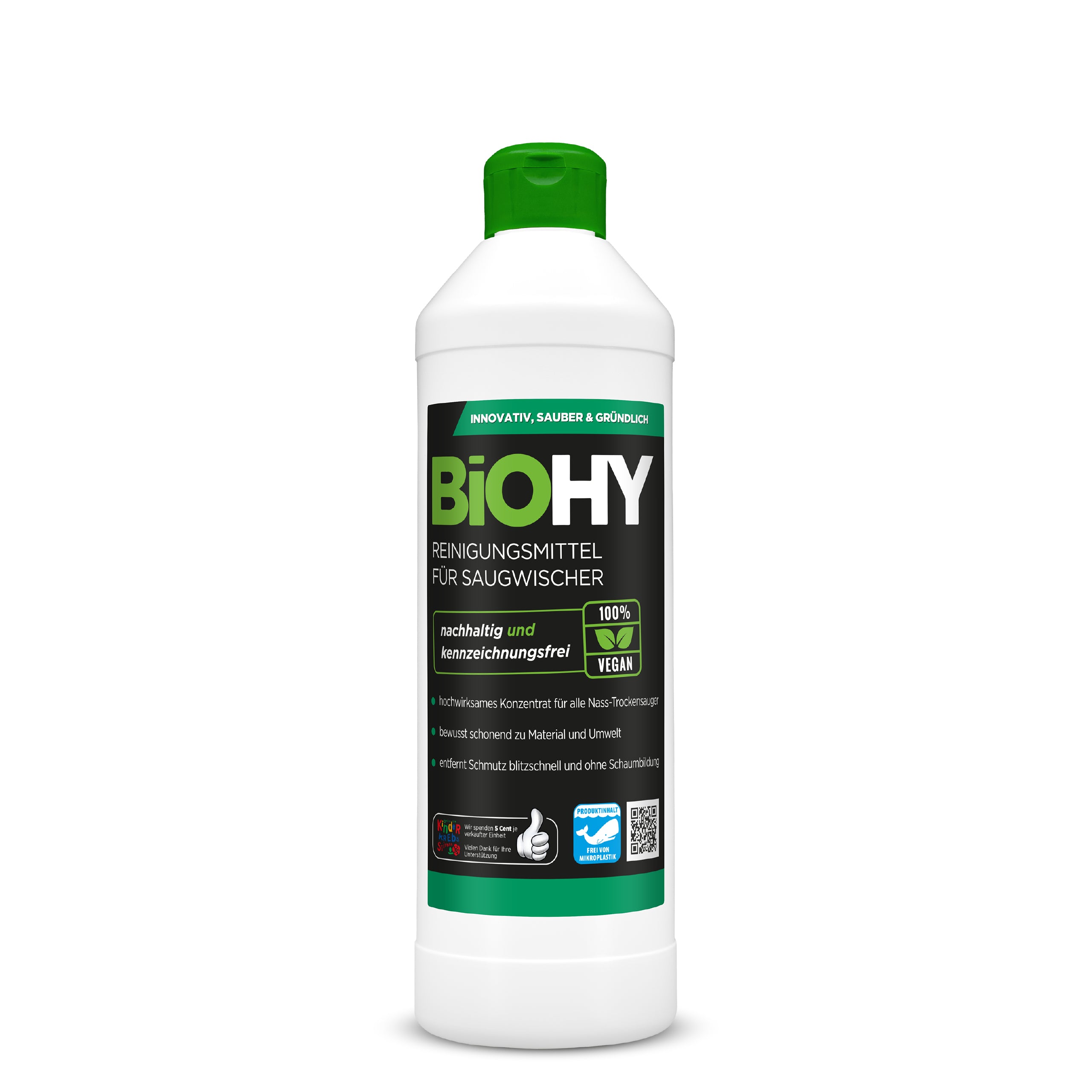BiOHY cleaning agent for vacuum wipers, cleaners for wet and dry vacuum cleaners, floor care products, organic cleaners
