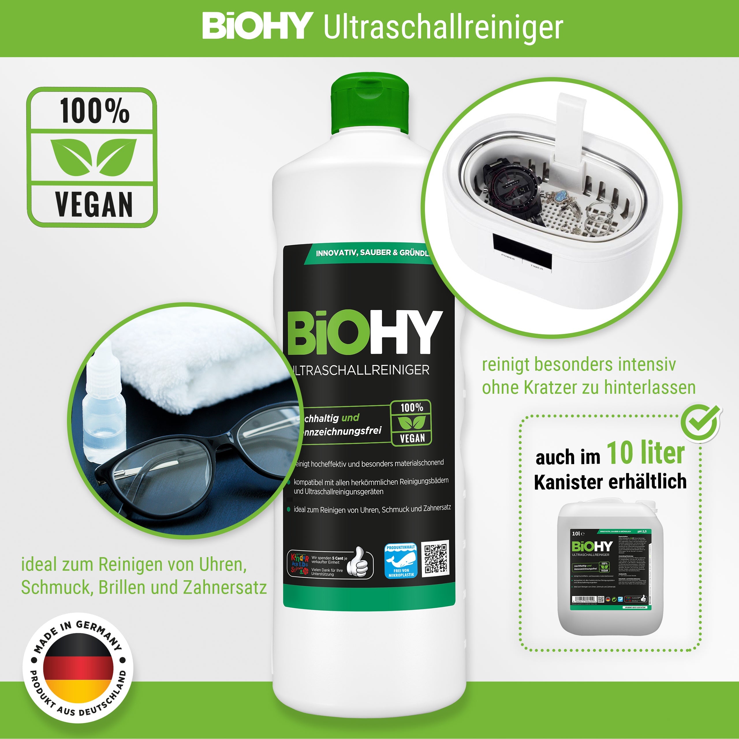 BiOHY ultrasonic cleaner, ultrasonic bath cleaner, ultrasonic cleaning agent, cleaner for ultrasonic device